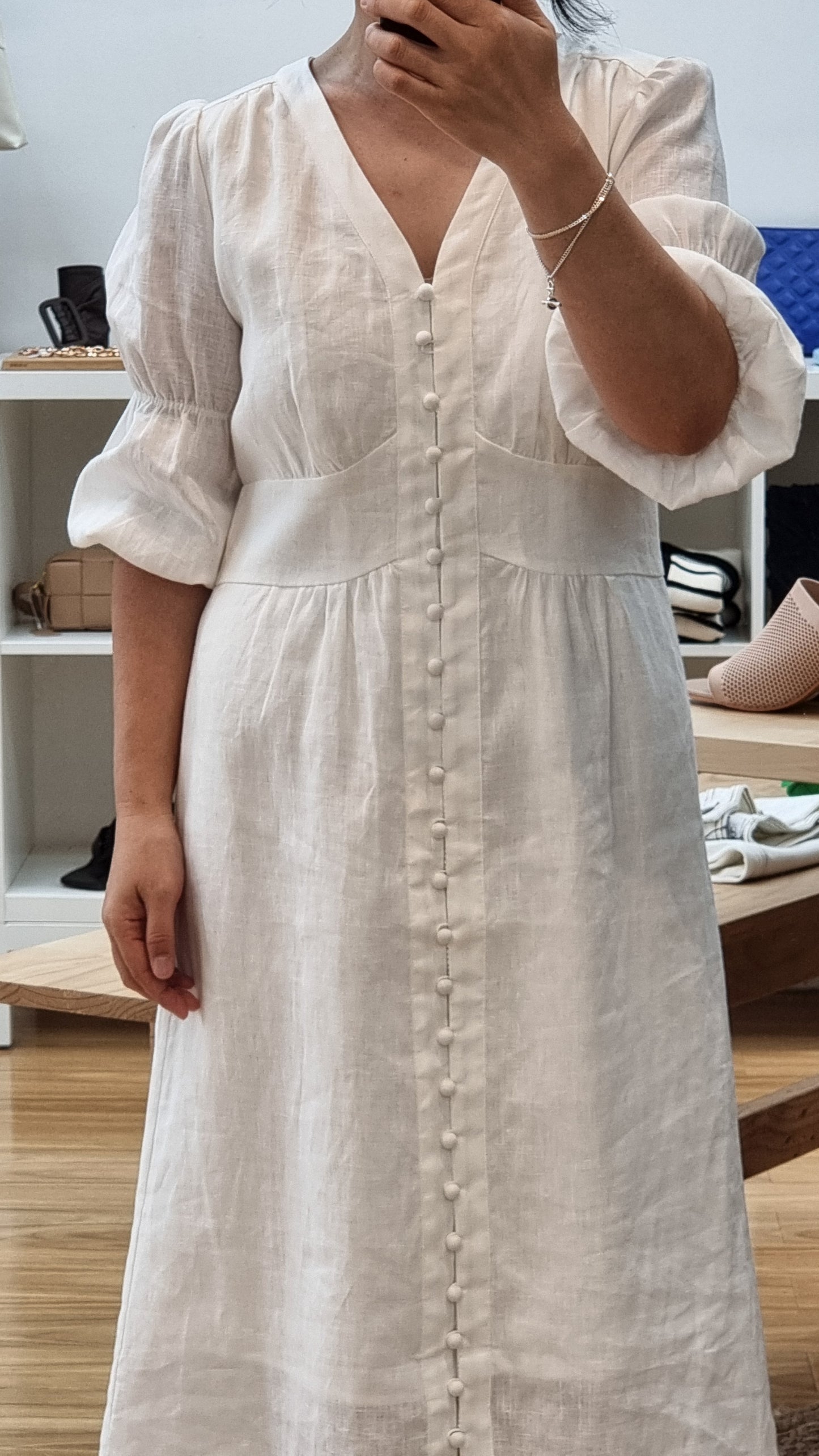 WHITE LINEN LONG DRESS