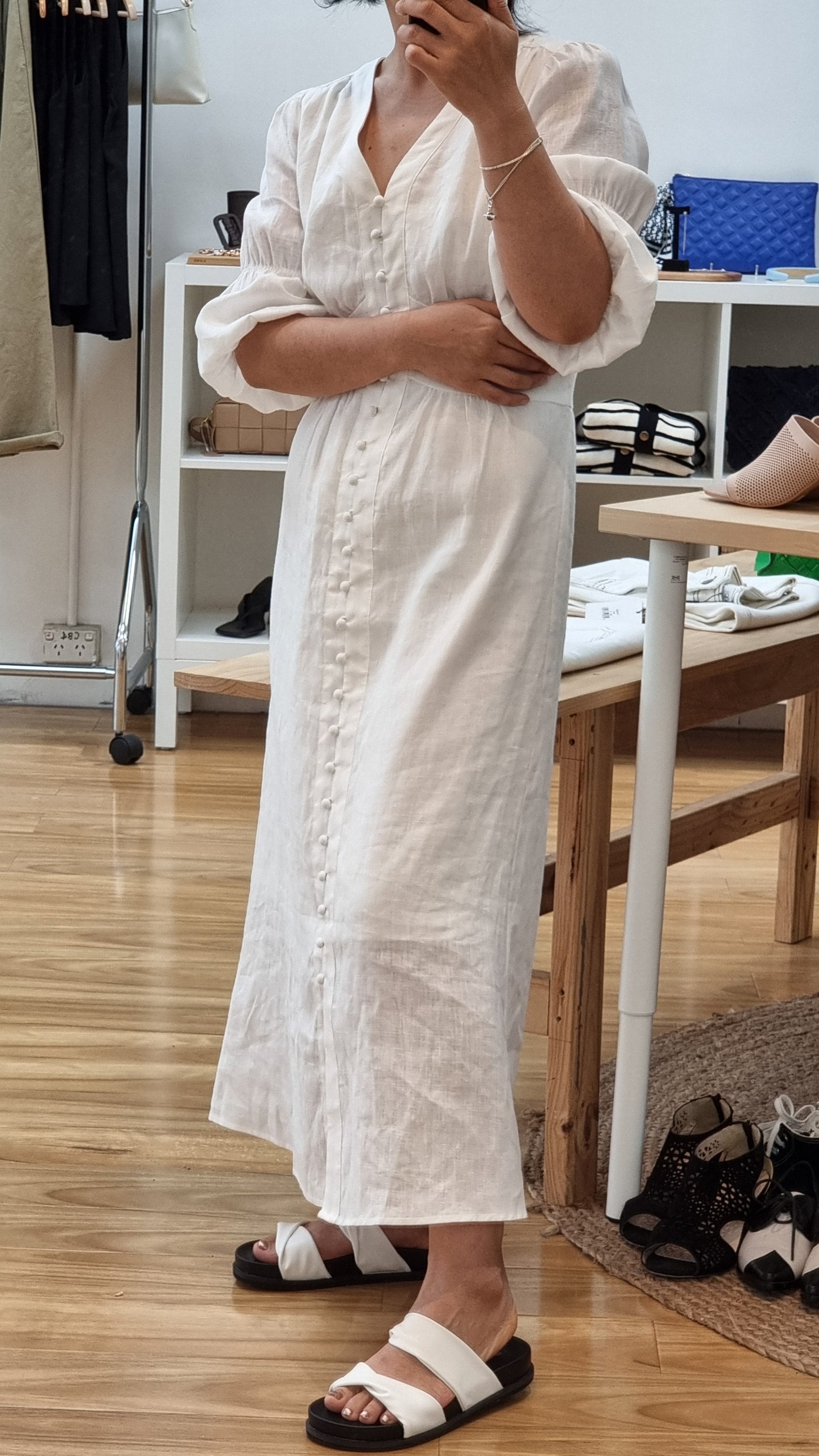 WHITE LINEN LONG DRESS