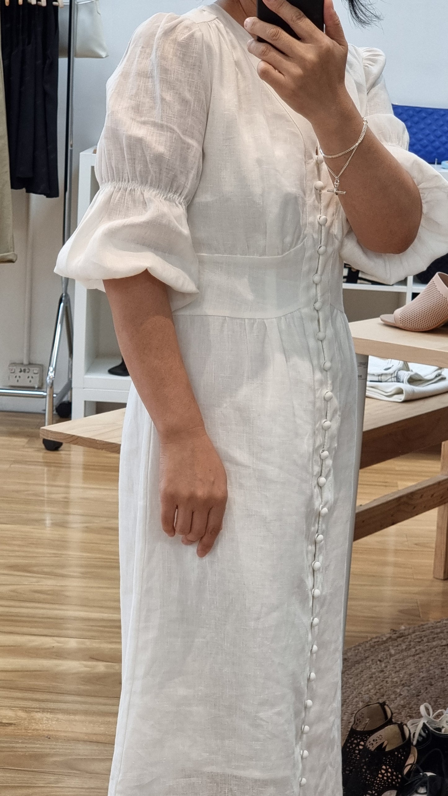 WHITE LINEN LONG DRESS