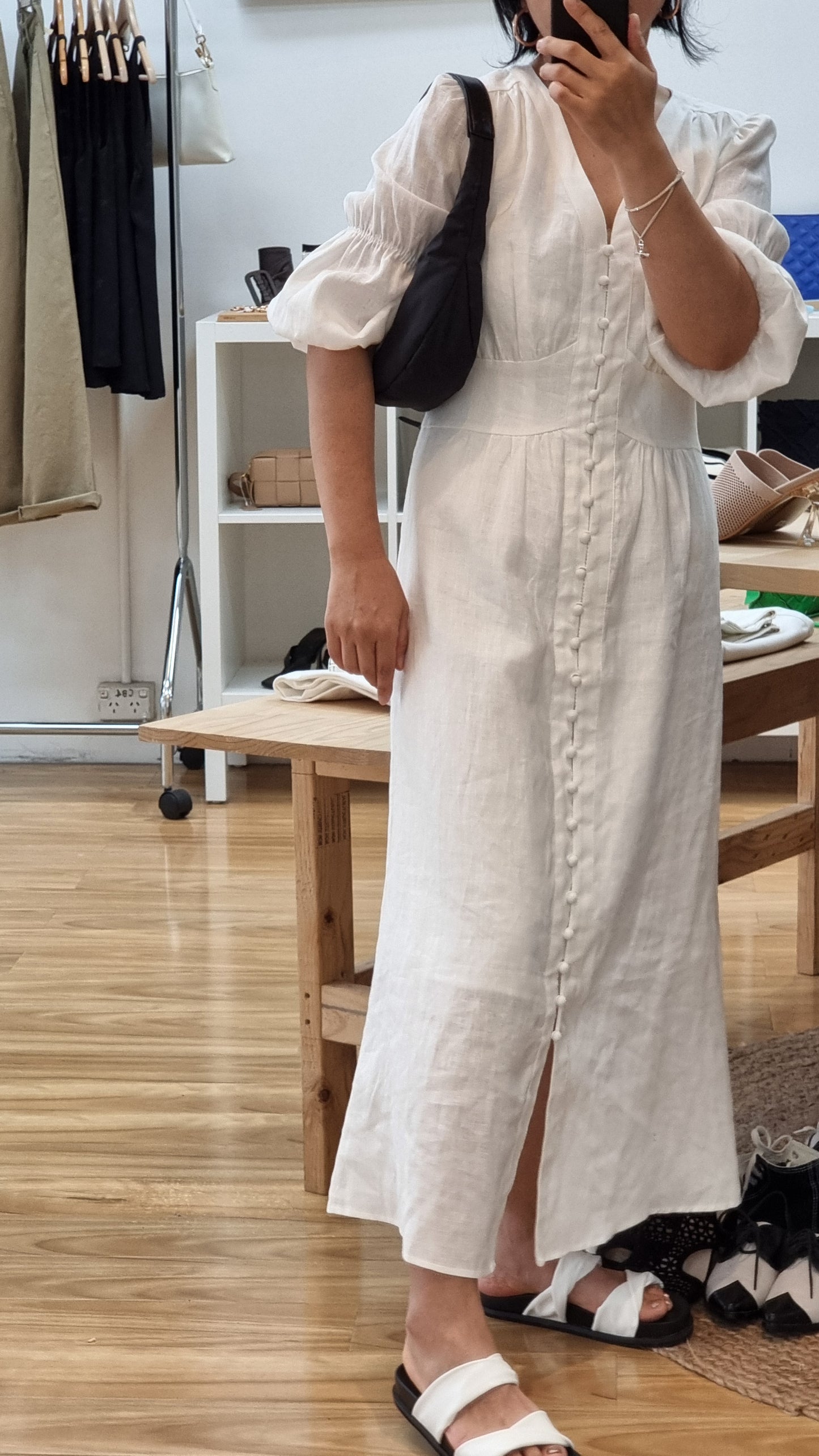 WHITE LINEN LONG DRESS