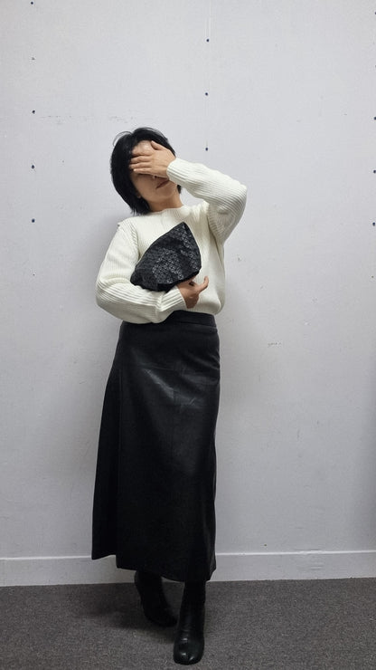 LEATHER A LINE SKIRT