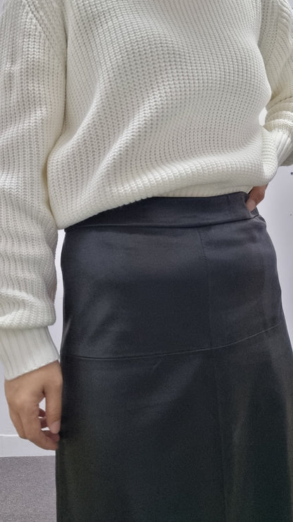 LEATHER A LINE SKIRT