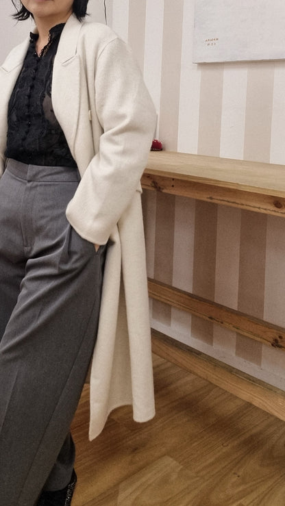 CREAMY WOOL LONG COAT