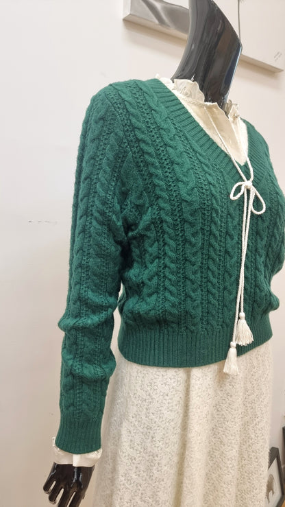 GREEN KNIT TOP