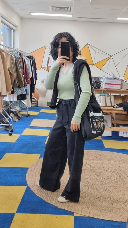 WIDE COTTON PANTS BLACK