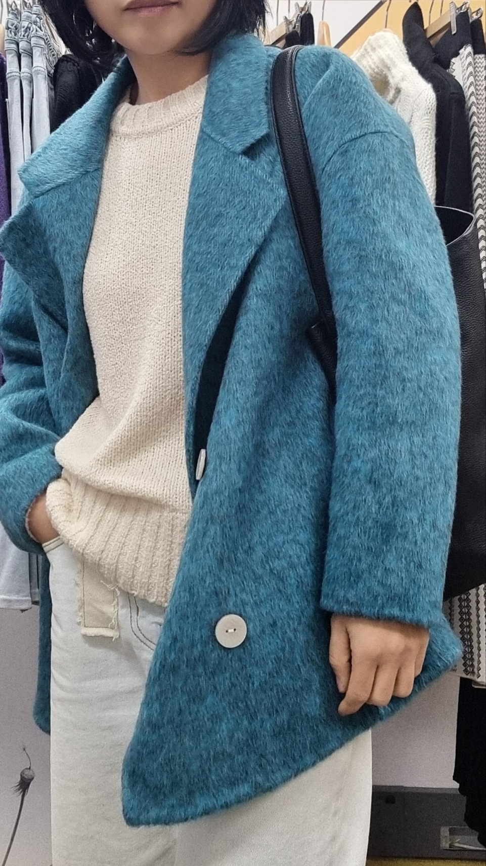 BLUE WOOL DOUBLE BUTTON  COAT