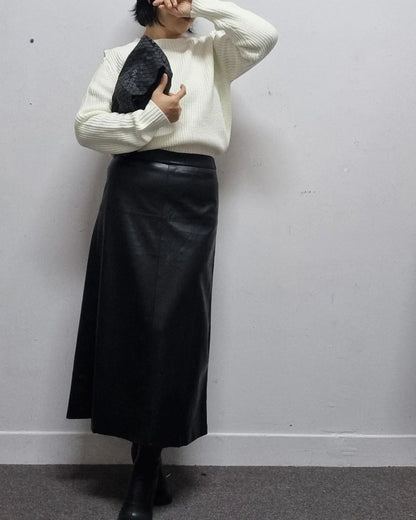 LEATHER A LINE SKIRT